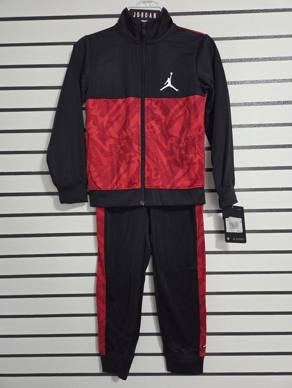 Jordan Little Boy Black and Red Two-Piece Athletic Set
